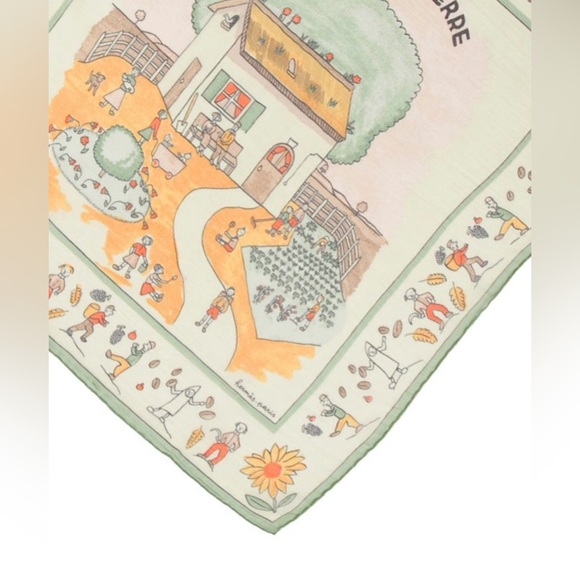 Hermes lime and multicolor Hermès 40cm silk mousseline scarf or pocket square - Picture 2 of 2